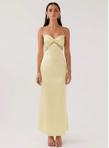 Celeste Backless Satin Maxi Dress