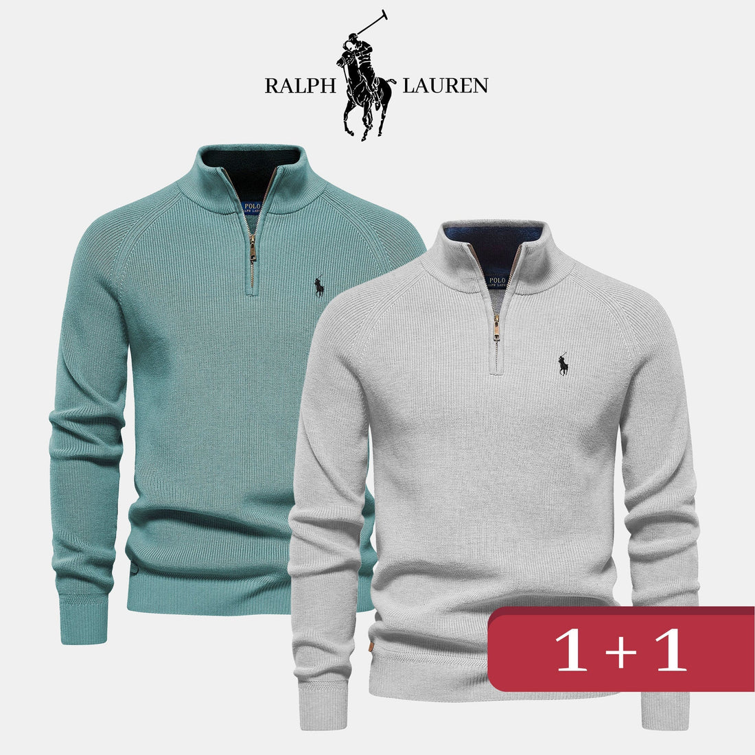 R&L 1+1 Maglione Uomo con Zip