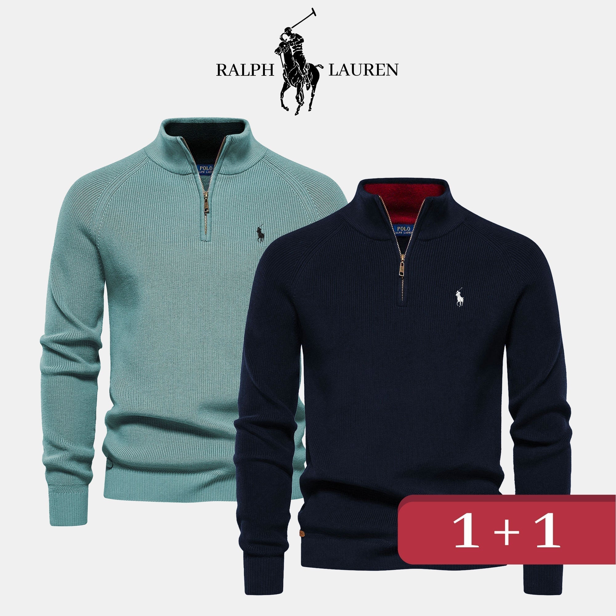 R&L 1+1 Maglione Uomo con Zip