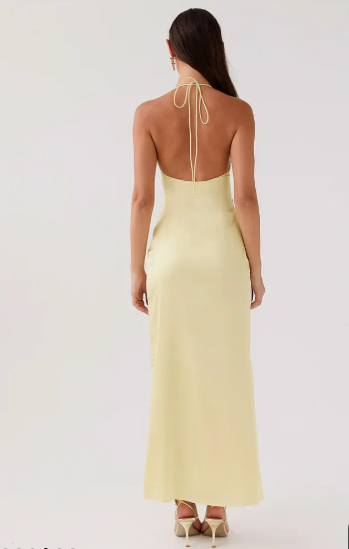 Celeste Backless Satin Maxi Dress