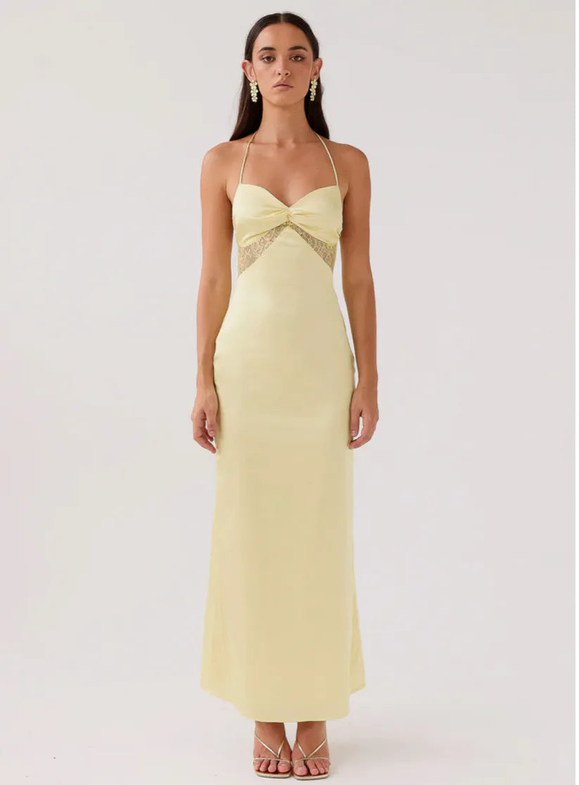 Celeste Backless Satin Maxi Dress